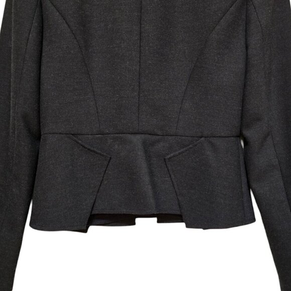 Antonio Melani Gray Single Breasted Peplum Pleated Crop Blazer Sz 2 - Picture 5 of 9